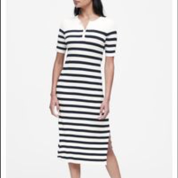 Banana Republic Stripe Knit Henley Midi 